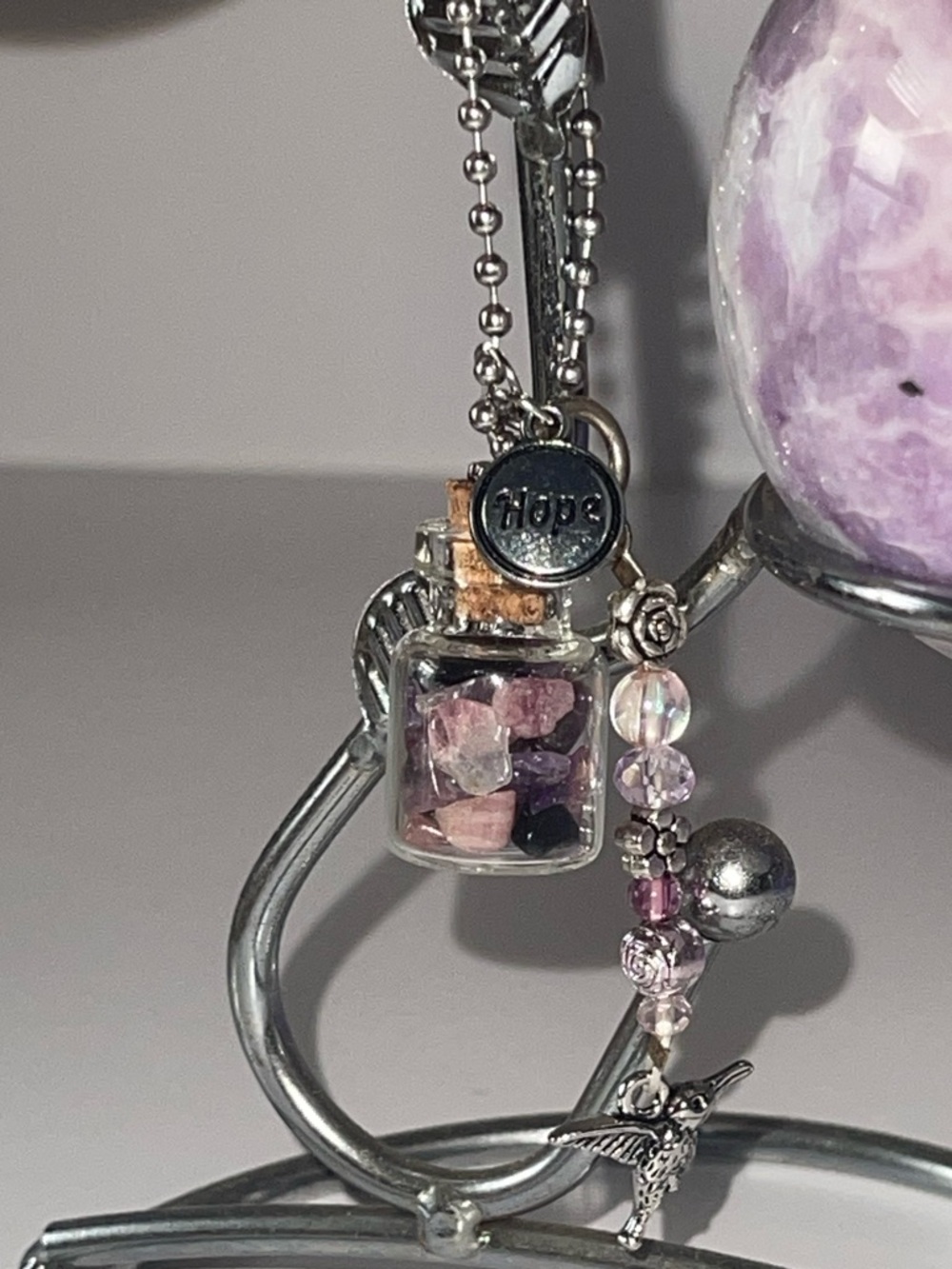 Empowering Intention Vial Keychain w/ Various Crystals & a Spirit Animal Charm 💗